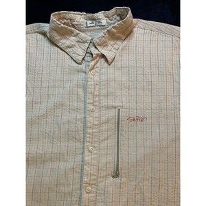 Orvis Troutbum Fishing Mens Xl Orange Red Short Sleeve Button Up Extra Large